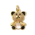Gold plated sparkling crystal teddy bear pendant necklace dainty rhinestone charm for women - Pendant Only (Without Chain) / Black
