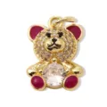 Gold-plated cute bear pendant featuring sparkling micro-pavé zirconia and pink enamel details. - Pendant Only (Without Chain) / Purple