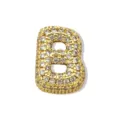 Vergoldeter Strass Buchstabe B Anhänger Nahaufnahme, glänzendes Pave Diamant Alphabet Detail. - Gold Buchstabe B