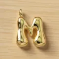 Colgante de letra M dorada inflada 3D, dijes iniciales de burbuja lindos para collares. - Letra M / Dorado