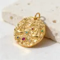 Ciondolo zodiacale Bilancia placcato oro con pietre zirconi cubici colorati per collana fai da te. - Stile 4 (Ciondolo)