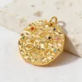 Ciondolo zodiacale placcato in oro con accessori per collana in zirconi colorati. - Stile 8 (ciondoli)