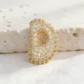 Goldener Pave Zirkonia Buchstaben Anhänger Hip Hop Stil Modeschmuck Halskette Accessoire - Buchstabe D / S