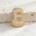 Collana con ciondolo lettera in zircone, collana iniziale placcata in oro stile hip hop. - Lettera E / Taglia S
