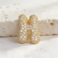Ciondolo lettera H in zircone cubico micro pavé hip-hop moda collana oro gioiello accessorio - Lettera H / Taglia S