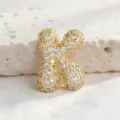 Collana con ciondolo lettera K stile hip hop in oro, eleganti gioielli di zirconi cubici. - Lettera K / Taglia S