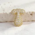 Collana con ciondolo lettera T in zircone pavé dorato, stile hip hop lusso chic catena clavicola - Lettera T / Taglia S
