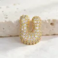 Ciondolo Lettera Zirconi Dorato Hip Hop Design di Nicchia Collana Girocollo Accessorio - Lettera U / Taglia S