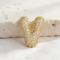 Ciondolo lettera V con zirconi pavé, collana hip-hop dorata, gioiello di lusso leggero. - Lettera V / Taglia S