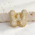 Splendido Ciondolo Lettera W in Zircone Pavè Dorato Collana Gioiello Hip Hop Moda - Lettera W / Taglia S
