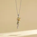 Two-tone hugging couple pendant necklace, minimalist silver and gold clavicle chain detail. - Style 12