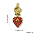 Vergoldeter Münz und roter Herz Emaille Anhänger Halskette Zubehör, 36.6mm Retro Stil Schmuck. - Retro Porträt Münzanhänger (L202512-32) / Roter Emaille König