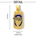 Ciondolo lattina dorato accessorio gioielli DIY, charm in metallo smaltato per collana. - Stile lattina di birra / Blu
