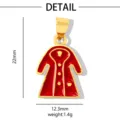 Ciondolo cappotto rosso oro accessorio gioiello DIY vista dettagliata con 22mm - Stile cappotto / Rosso