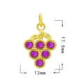 Vista dettagliata del ciondolo in zircone uva in rame dorato, dimensioni 17.5x13mm. - Stile Uva (Solo Ciondolo) / Circa 17.5x13mm / Oro