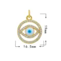 Colgante mal de ojo de cobre circonita cúbica 19x16.5mm bañado en oro accesorio de joyería. - Estilo Ojo de Mal 1