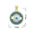 Ciondolo malocchio in rame placcato oro con zircone microincastonato accessorio per collana. - Stile Occhio del Male Tondo (Occhio 1)