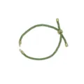 Green gold braided Milan rope bracelet adjustable slider DIY jewelry accessory detail view - Lake Blue Gold