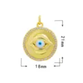 Ciondolo Malocchio Dorato Zircone Rame Accessorio per Gioielli Fai da Te 18x21mm - Stile Occhio del Male Tondo Zirconia (Occhio 3)