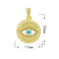 Ciondolo malocchio dorato in dettaglio, zirconi microincassati, ciondolo DIY 20x17 mm. - Stile Occhio del Male Radiante (Occhio 4)