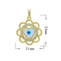 Gold Böser Blick Herz Zirkonia Anhänger DIY Schmuck Halskette Armband 24x21mm - Blumenrahmen Böses Auge Stil (Blume)