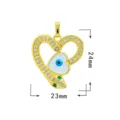 Vergoldeter Kupfer Mikro-Pavé Zirkonia böser Blick Herz Anhänger DIY Schmuck Zubehör Detailansicht - Grünes Herz Böses Auge Stil (Herz 2)
