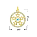 Colgante mal de ojo estrella de cobre bañado en oro circonitas micro pavé 21x18mm - Forma de Estrella