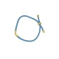 Blue and gold braided Milan rope adjustable bracelet, DIY woven sliding fashion jewelry for women. - Blue Gold