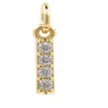 Detailed view of gold plated micro pave zircon pendant charm, sparkling clear stones setting. - Letter I