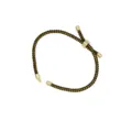 Black and gold braided Milan cord adjustable pull bracelet detail view, elegant DIY design. - Black & Gold