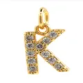 Gold plated letter K pendant micro pave cubic zirconia DIY jewelry charm component detail shot - Letter K