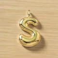 Colgante de letra S abombada dorada, detalle de abalorio alfabeto bonito para joyería fina. - Letra S / Dorado