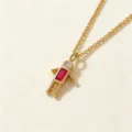 Collar con colgante de niño chapado en oro con piedra roja y cabeza de circón brillante. - Niño-Julio