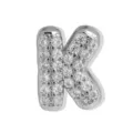 Silberfarben Zirkonia Buchstabe K Anhänger glänzender Kristall Initialen Ketten Schmuck - Buchstabe K Anhänger / Weißgold