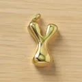 Detalle colgante letra Y inflada dorada, dije de alfabeto de metal para joyería. - Letra Y / Dorado
