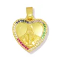 Exquisito colgante en forma de corazón de la Virgen María con circonitas cúbicas de colores. - Amuletto Colgante Corazón Virgen María (G014-1) / G014-1