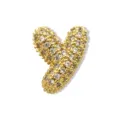 Vergoldeter Puffy Buchstabe Y Anhänger Detailaufnahme, voll verziert mit glitzernden Steinen. - Gold Buchstabe Y