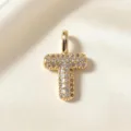Vergulde letter T hanger met kristallen voor fijne elegante mode sieraden accessoires - Letter T