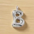 Zilveren opgeblazen letter B hanger schattige 3D bubbel alfabet bedel voor DIY sieraden maken - Letter B / Zilver