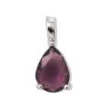 Pendente con pietra natale viola a goccia, variante di gioiello in argento elegante. - Oro bianco febbraio