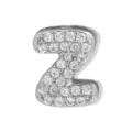 Silberner Buchstabe Z Anhänger Charm mit funkelnden Zirkonia Steinen für personalisierte Ketten. - Buchstabe Z Anhänger / Weißgold