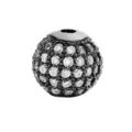 Primer plano detallado de cuenta espaciadora redonda de circonita cubica brillante. - 10mm / Strass Blanco - Negro Pistola