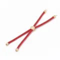 Cordon rouge bracelet réglable accessoire DIY avec perle en métal arbre de vie et embouts or - Rouge