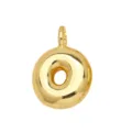 Gold plated letter O initial pendant detail view, stylish minimalist fashion jewelry charm accessory. - Gold O