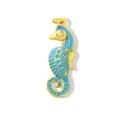 Colgante caballito de mar esmalte azul cobre chapado en oro primer plano detalle - Caballito de Mar Esmalte Azul (W0284) / W0284 azul