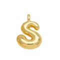 Detailed view of the 3D puffy letter S gold pendant showing shiny metallic surface. - Gold S