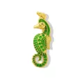 Detalle colgante caballito de mar esmalte verde chapado en oro para joyería de bricolaje. - Caballito de Mar Esmalte Verde (W0284) / W0284 verde