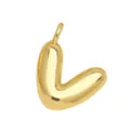 Chic puffy initial letter pendant crafted in shiny gold plating, delicate detail view. - Gold V