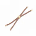 Bracelet en cordon tressé réglable avec curseur en métal doré et perle arbre de vie. - Kaki
