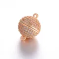 Roségoud vergulde micro pave zirkoon bolvormige magnetische sluiting voor DIY sieraden. - 8mm / Roségoud